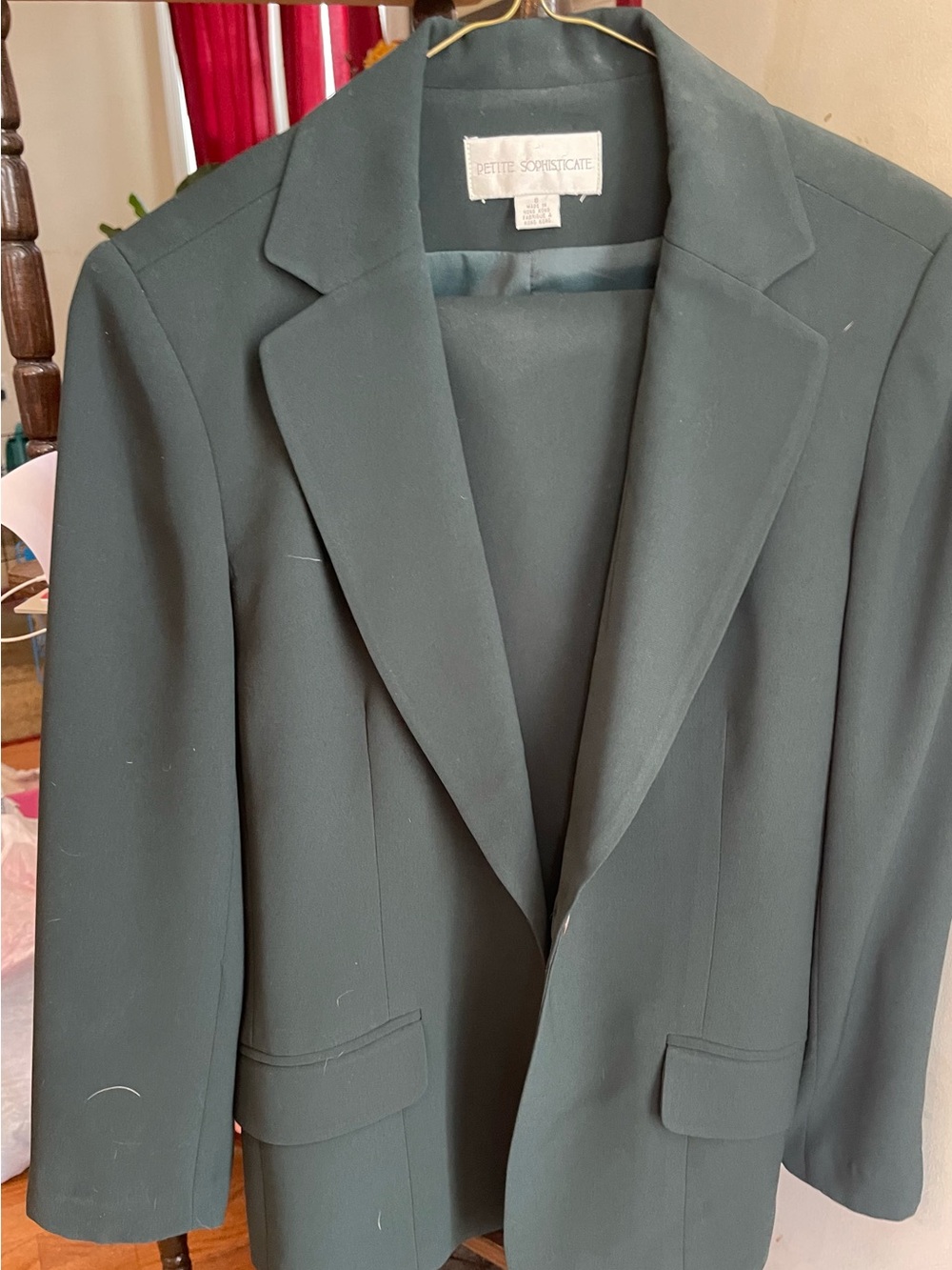 Petite Sophisticate Dark Green Classic Tailored Blazer